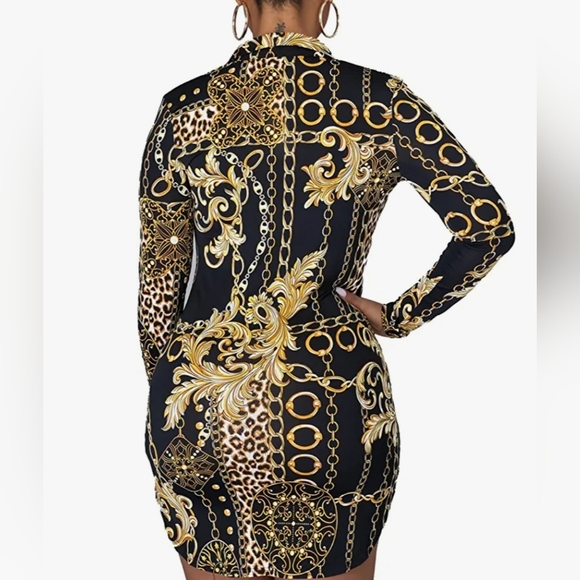 Bodycon Long Sleeve Button Front Shirt Dress - Picture 5 of 6